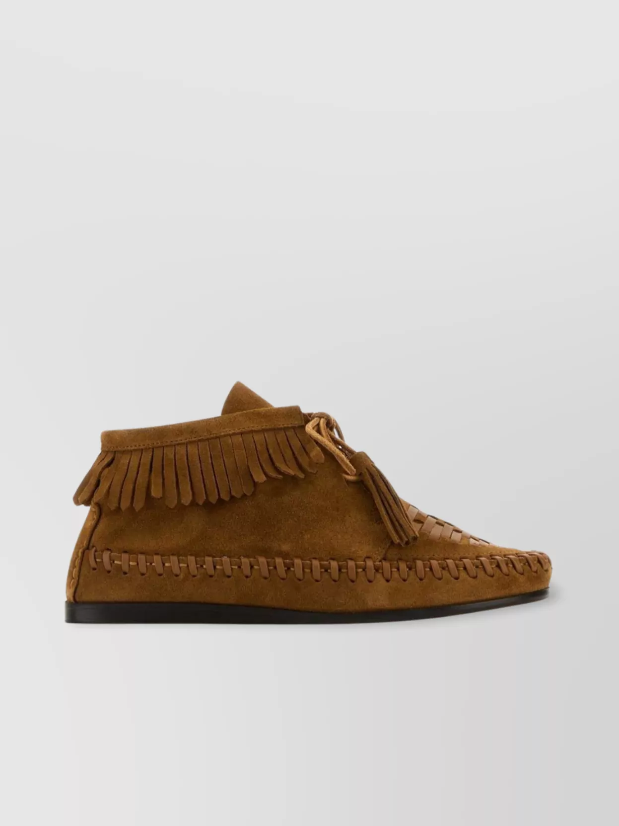 ISABEL MARANT SUEDE LACE-UP LOAFERS WITH FRINGE AND TASSEL
