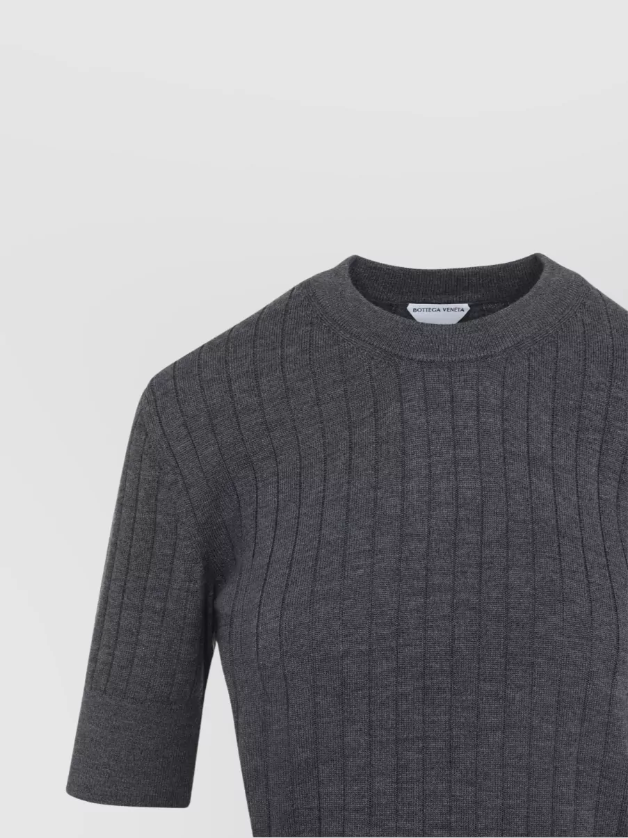 Bottega Veneta Wool Ribbed Crew Neck Top