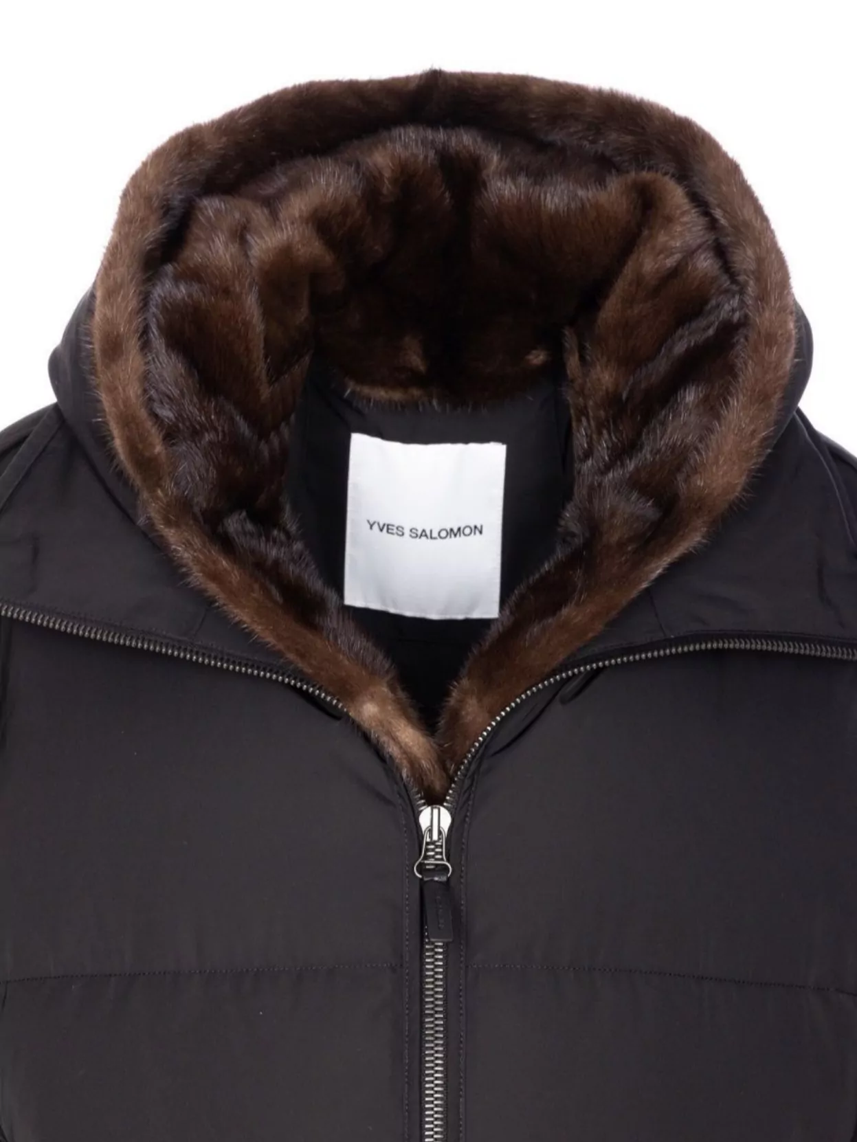 Yves Salomon Hooded Padded Jacket Zip Split