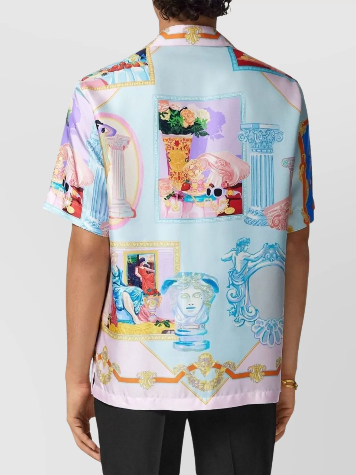 Versace Gallery Silk Shirt With All-Over Graphic Print