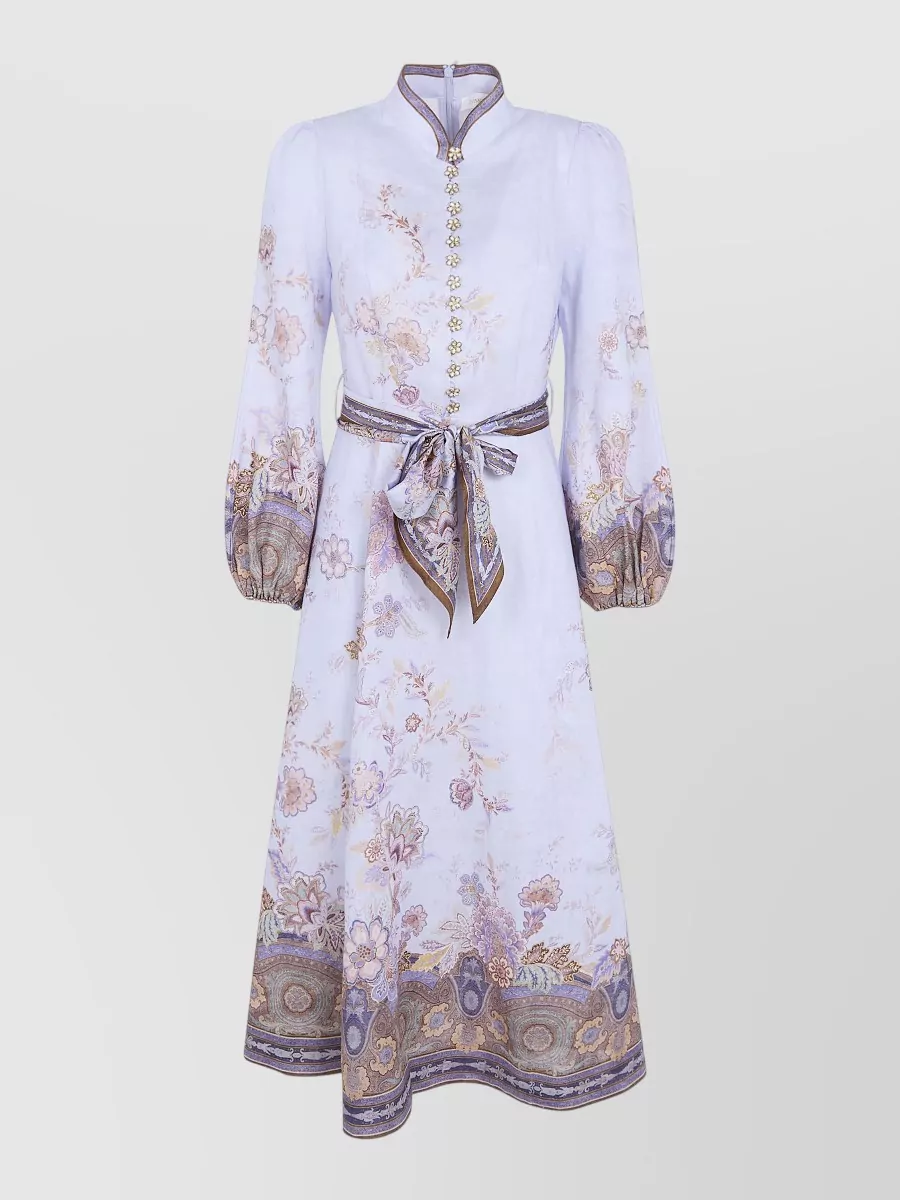 Zimmermann Linen Printed Button Midi Dress
