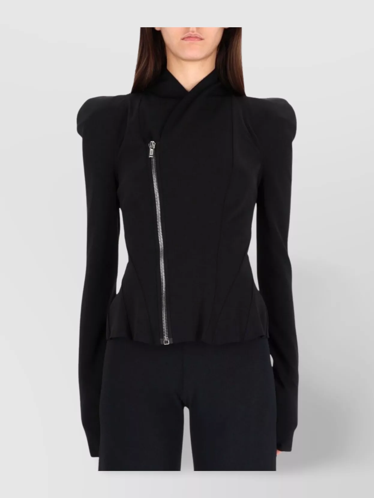 Rick Owens Lilies Tailored Peplum Jacket Padded Shoulders