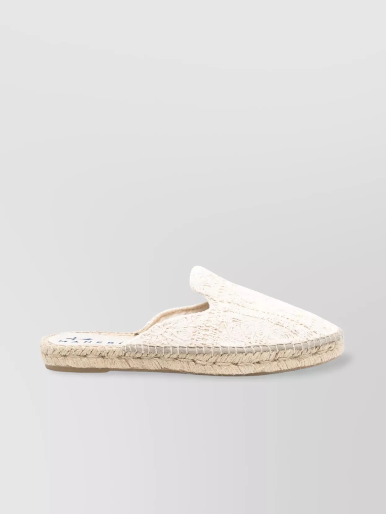 Manebi Crochet Upper Espadrille Sole Round Toe Sandals