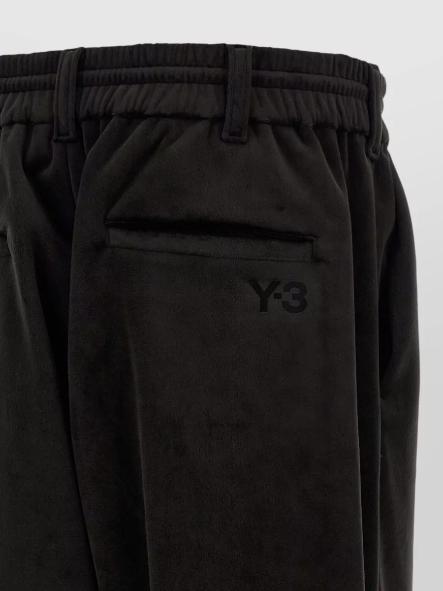 Y-3 Velvet-Effect Cropped Wide-Leg Tailored Shorts
