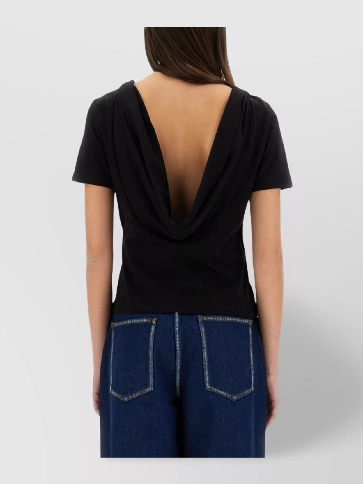 Nina Ricci Open Back Short Sleeve Slim Fit Top