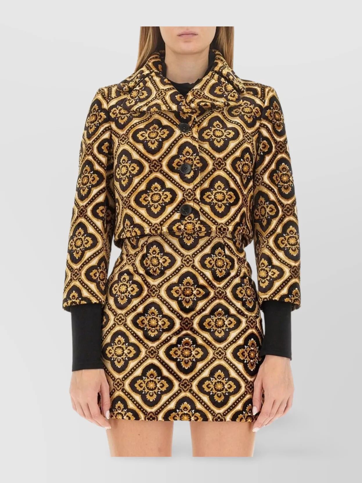Shop Etro Cropped Jacket Structured Belted Waist