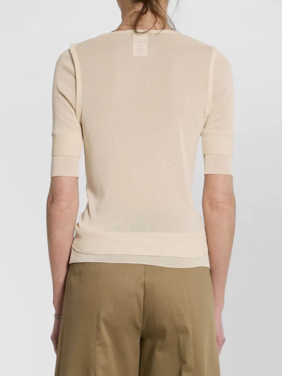 Lemaire Silk Ribbed Crew Neck Short Sleeve Top