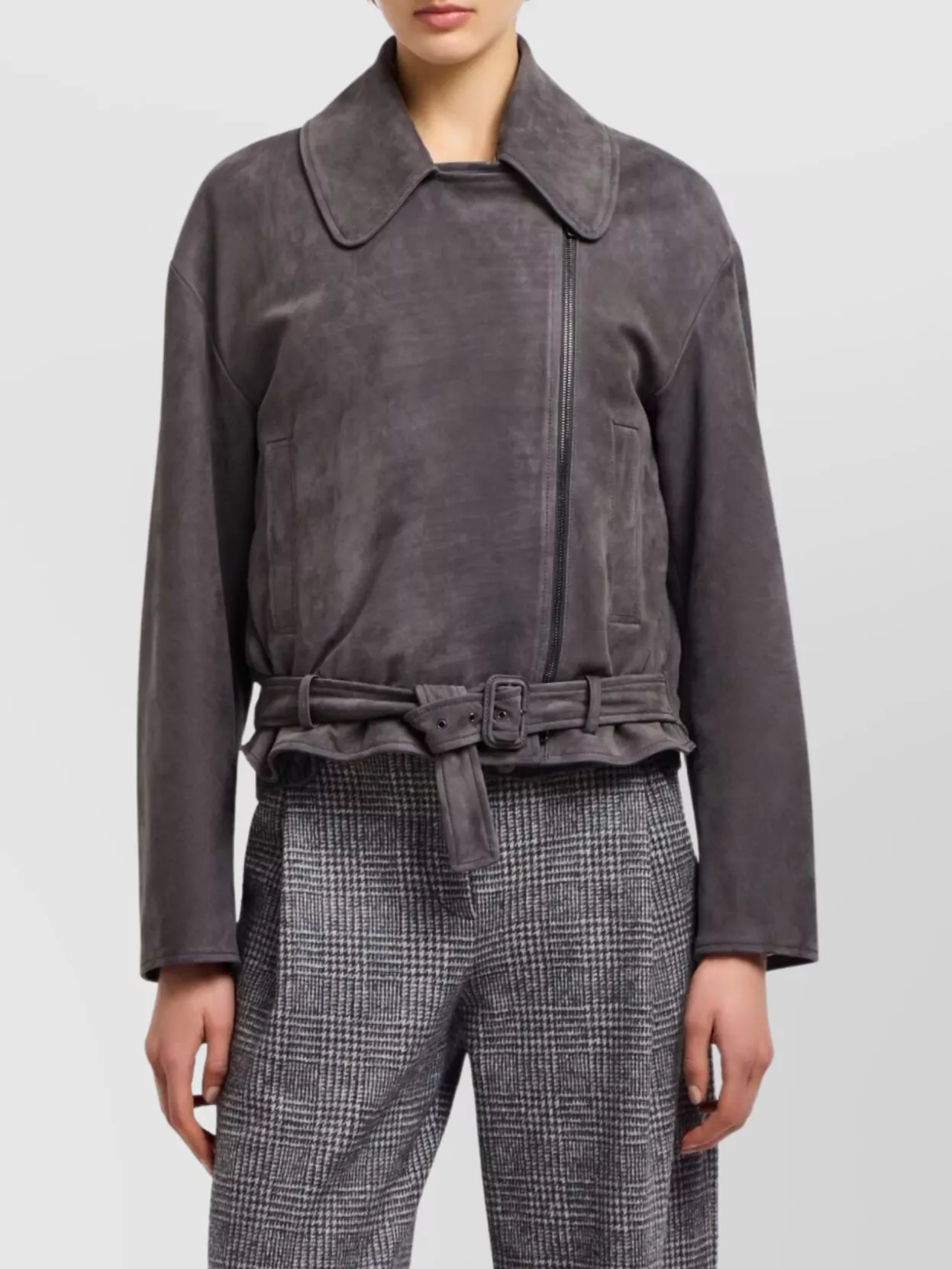 Emporio Armani Waist Belted Leather Jacket