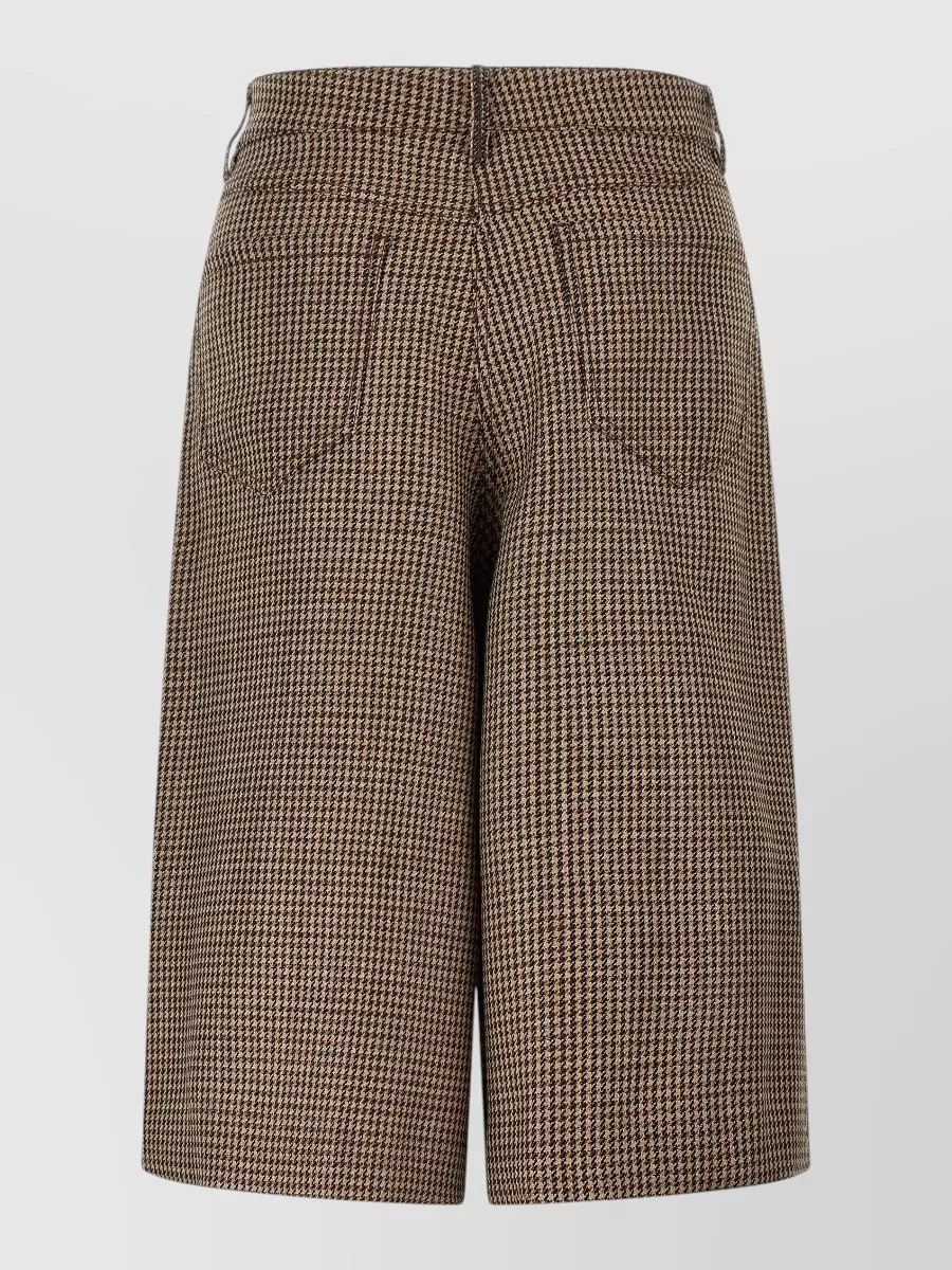 Brunello Cucinelli Prince Of Wales Lamé Wide-Leg Bermuda Shorts