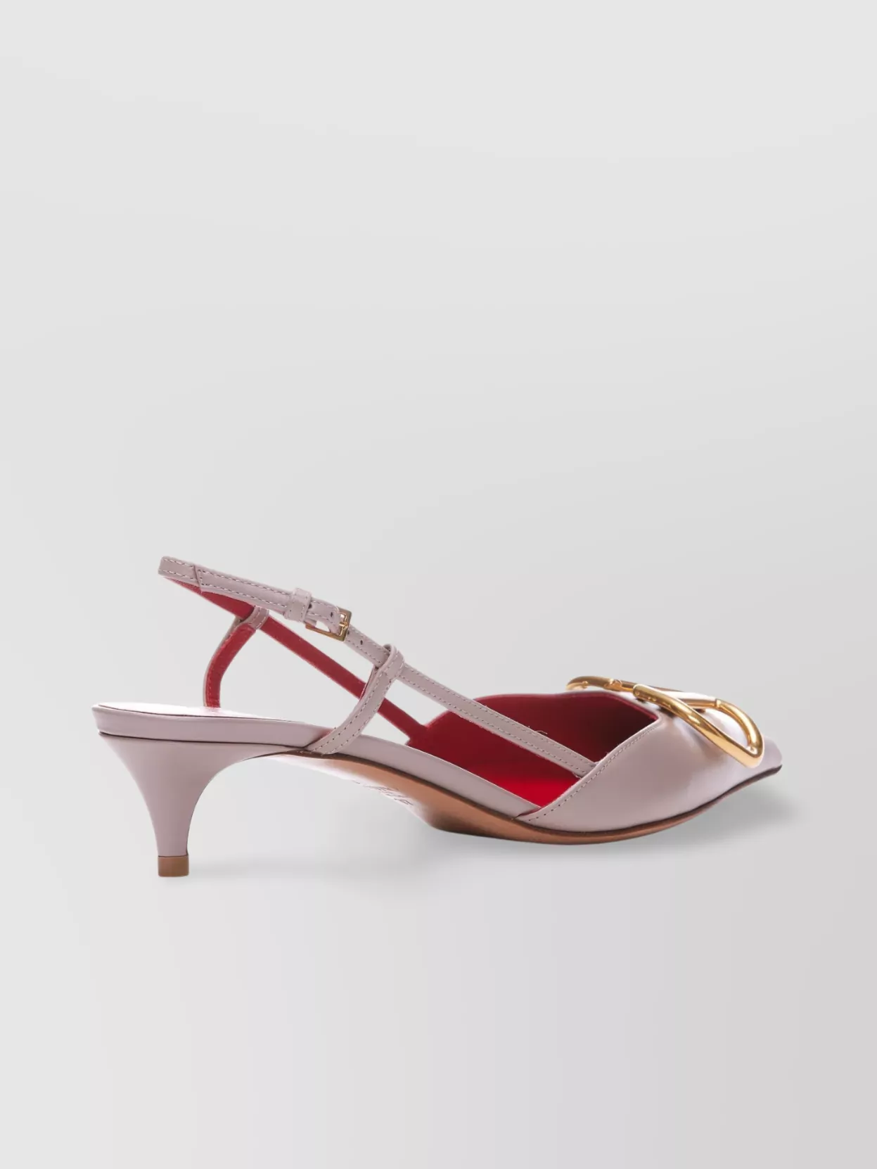 Valentino Signature Vlogo Slingback Kitten Heel Pumps In Gray