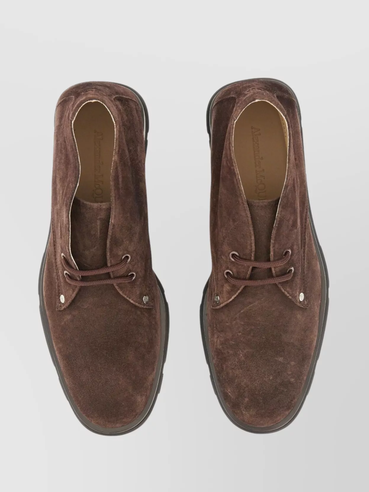 Alexander Mcqueen Suede Round Toe Ankle Boot