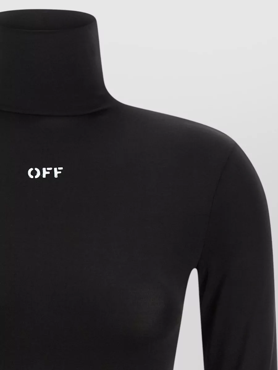 Off-White High-Neck Long-Sleeve Top