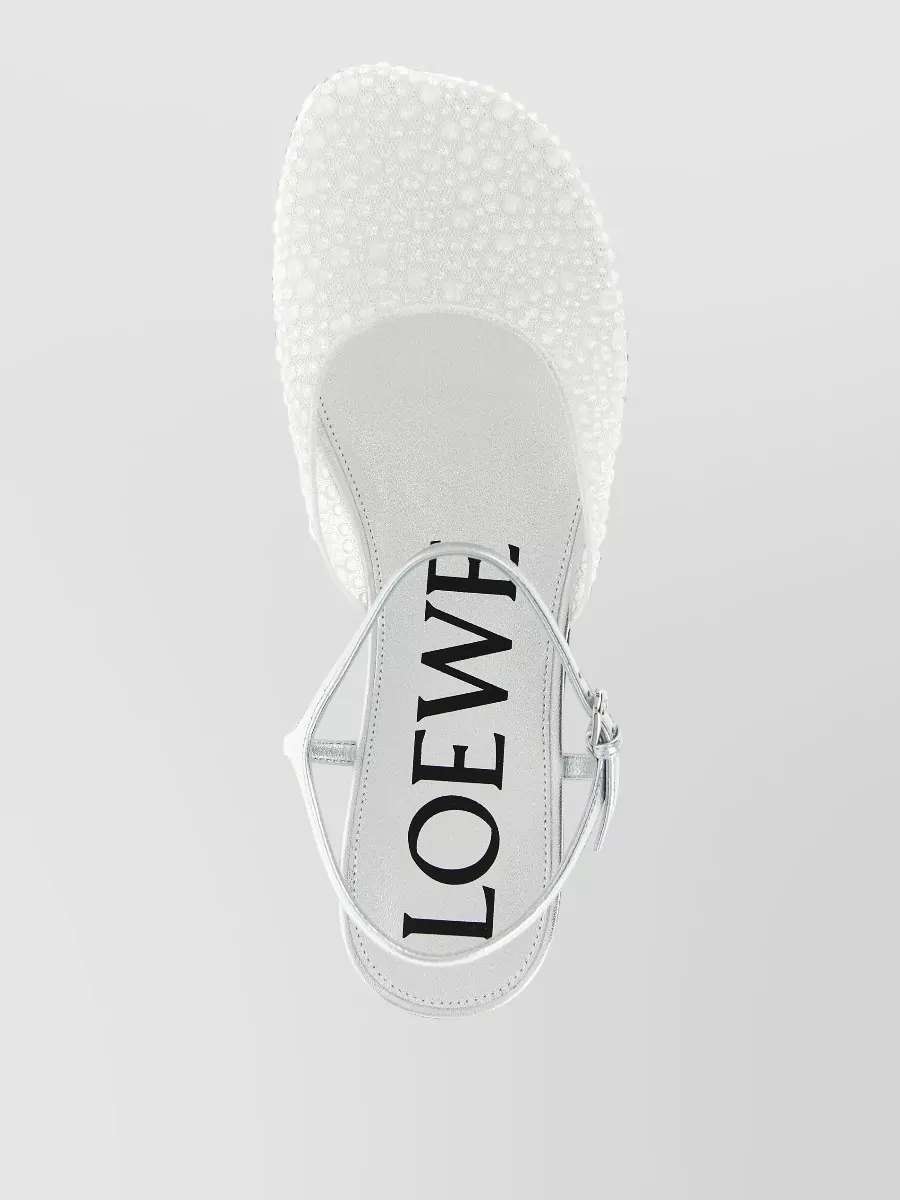 Loewe Leather Rhinestone Mesh Ballet Flats