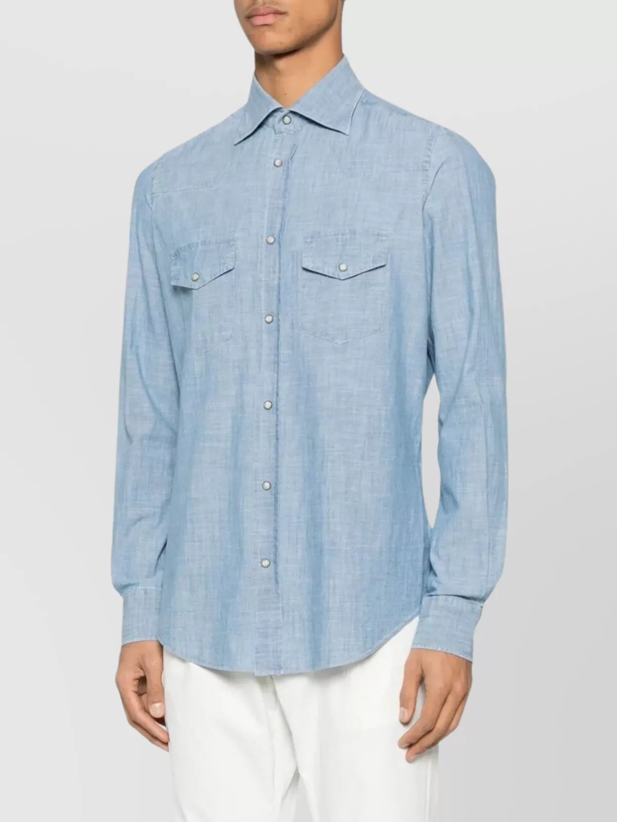 Eleventy Button-Down Collar Cotton Shirt Chest Pockets