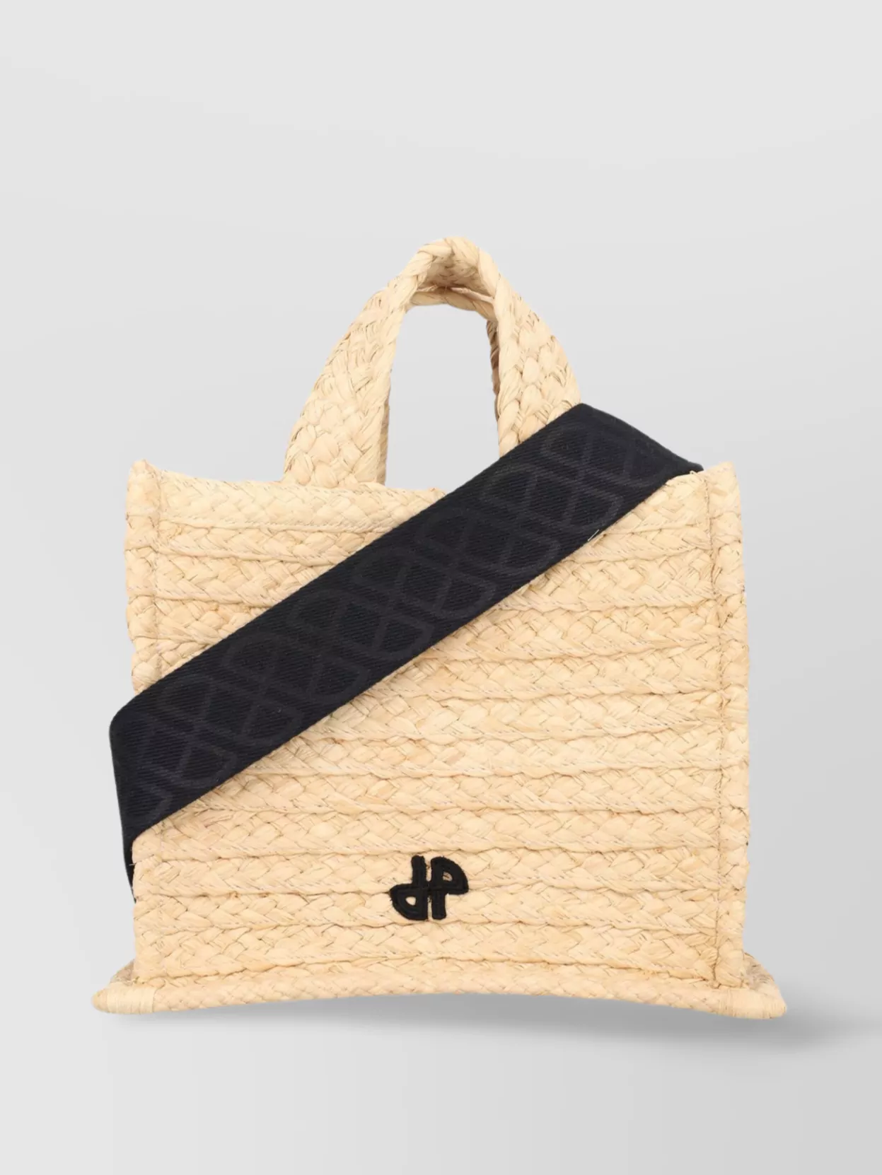 Patou Small Tote Bag Braided Texture Contrast Strap In Yellow