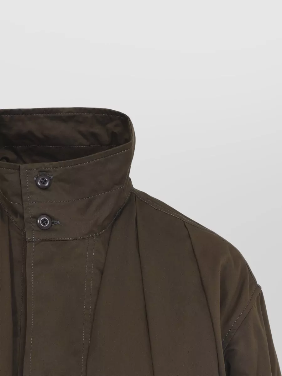 Lemaire Pleated Blouson Jacket Cuffed Sleeves Collar