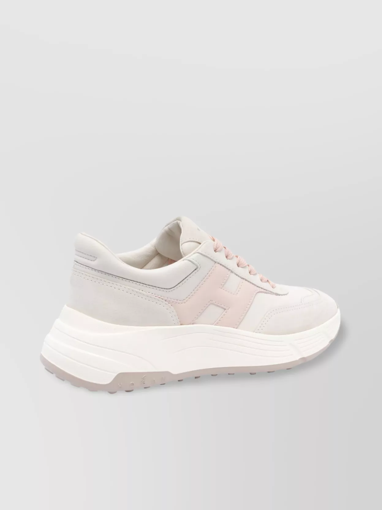Hogan Round Toe Leather Sneakers With Contrast Paneling