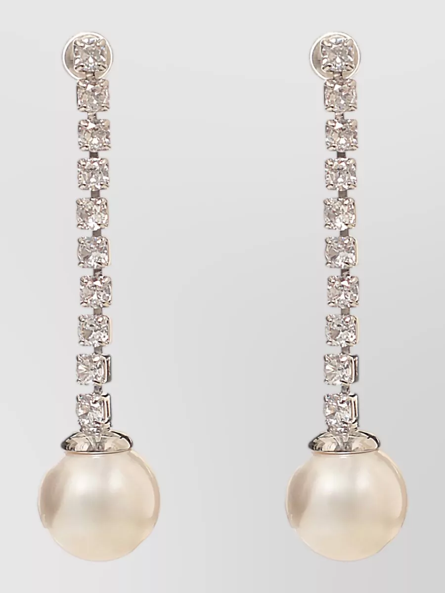 Self-Portrait crystal pearl drop earrings