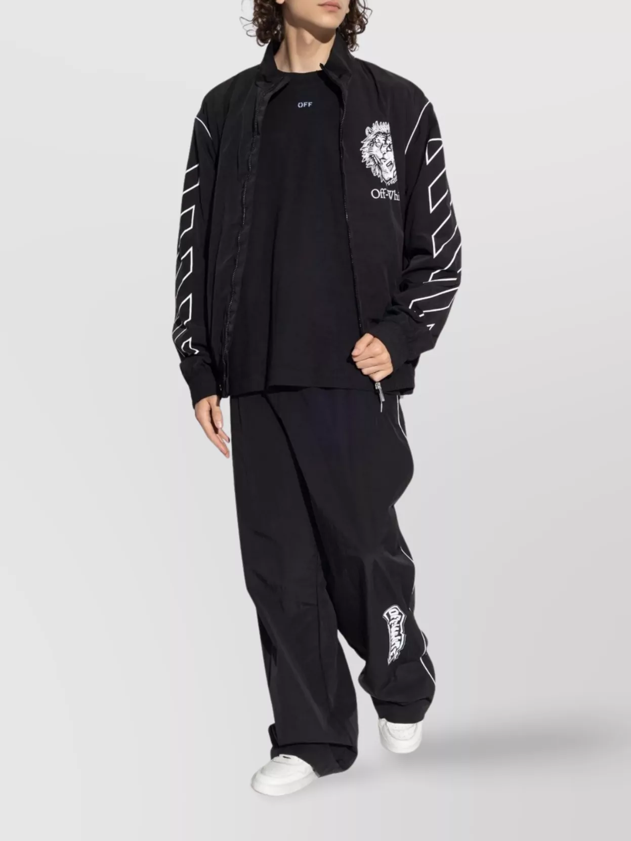 Off-White Comfortable Wide Leg Track Trousers