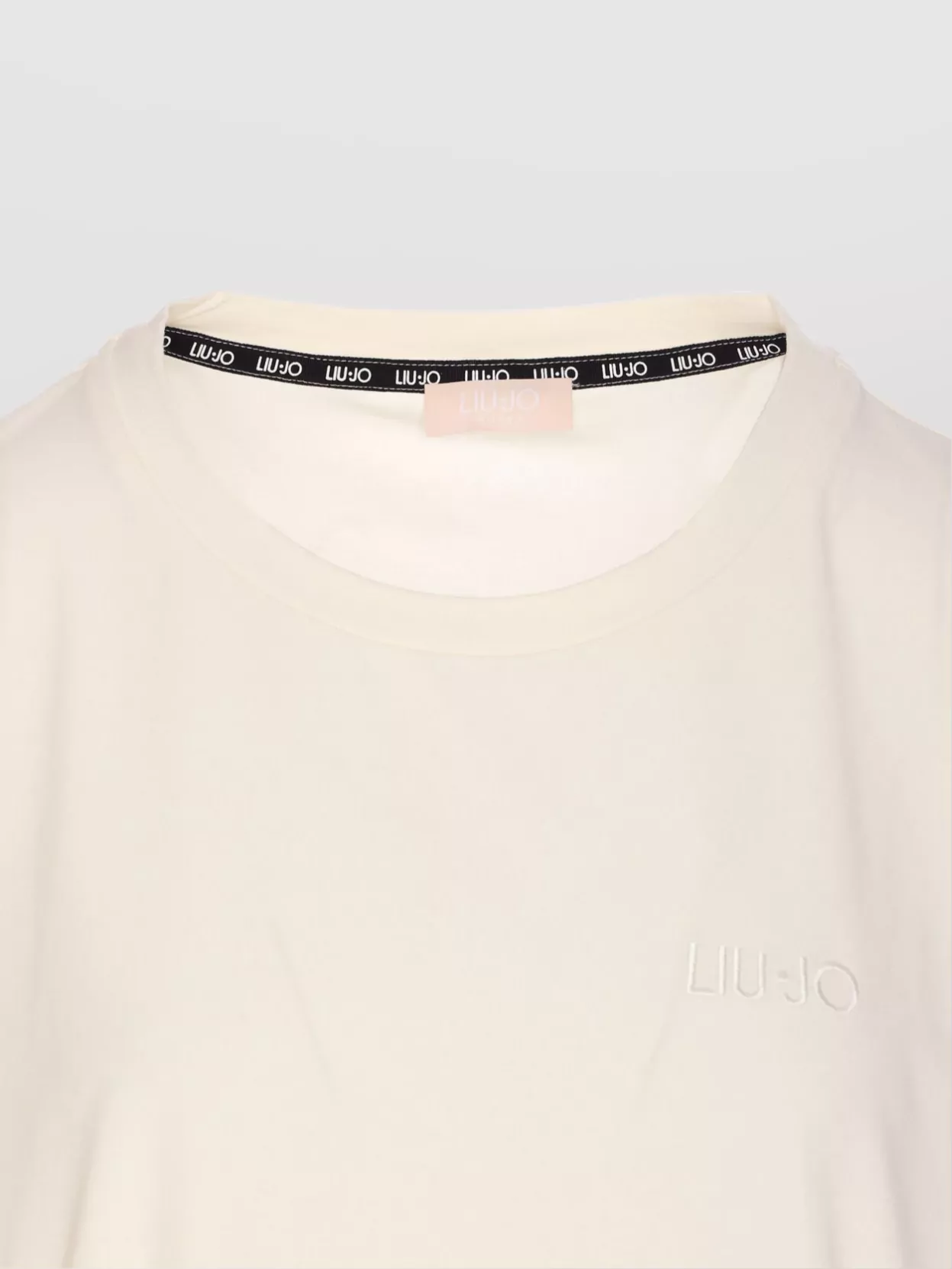 LIU •JO CREWNECK T-SHIRT WITH SIDE BUTTONS SPLIT