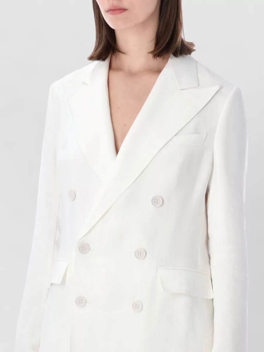 Ralph Lauren Sheer-Panel Double-Breasted Blazer