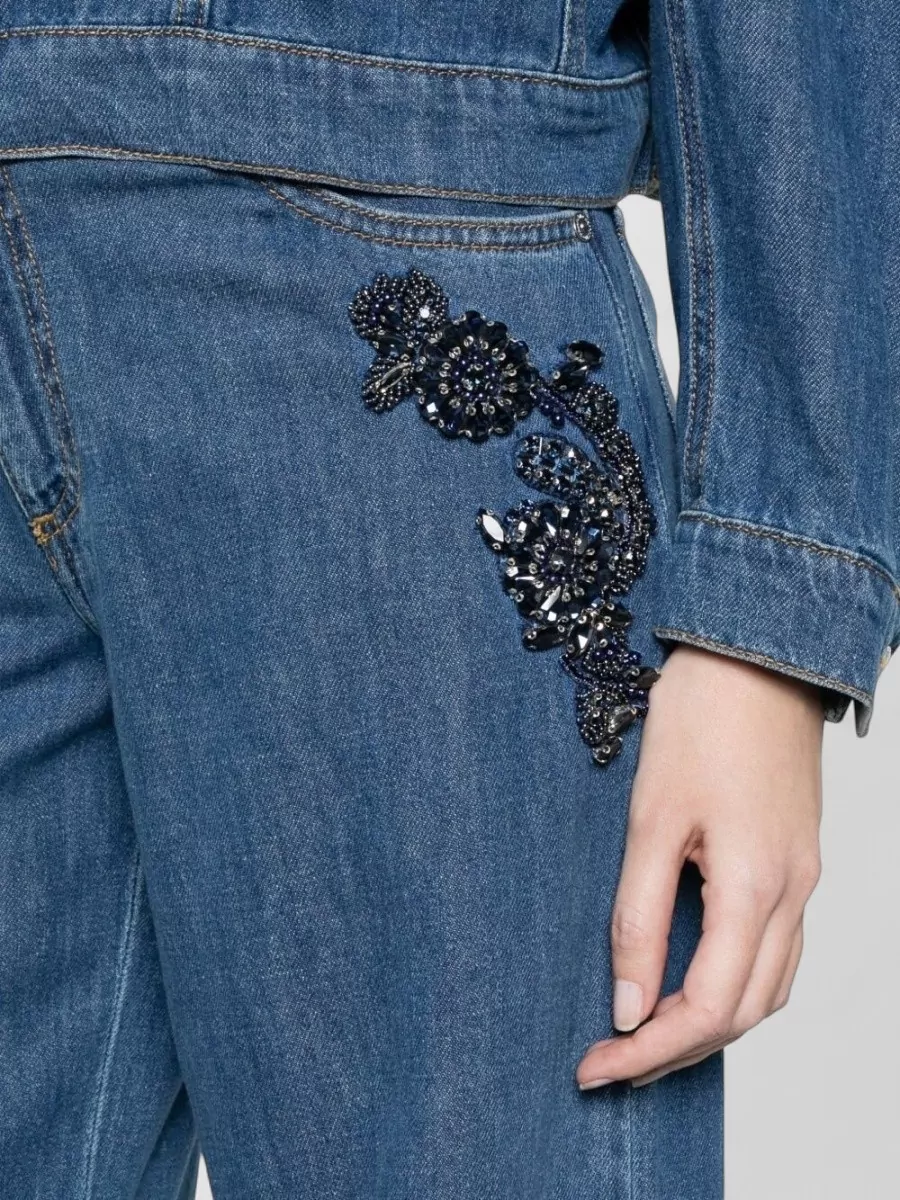 Ermanno Firenze Denim Crystal-Embellished Flared-Leg Jeans