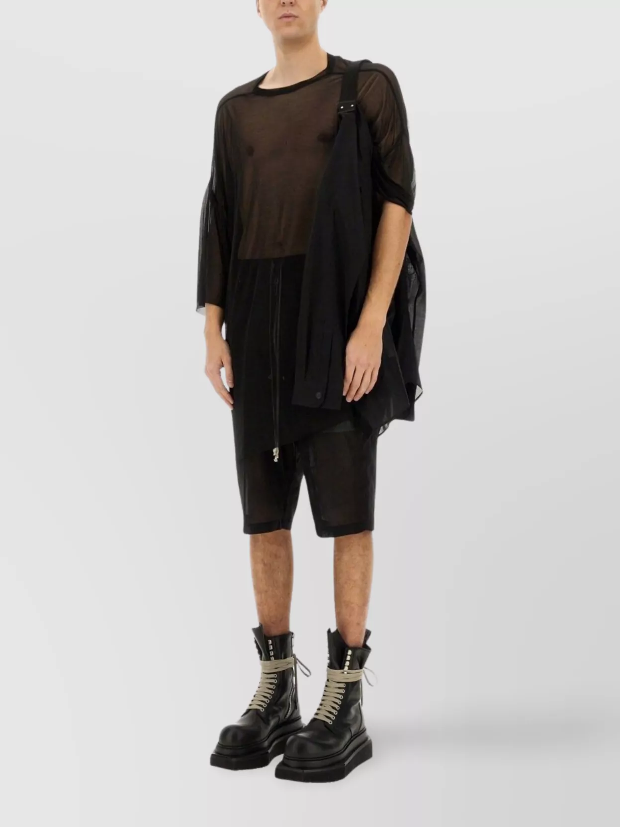 Rick Owens Drawstring Knee Length Shorts With Button Detailing