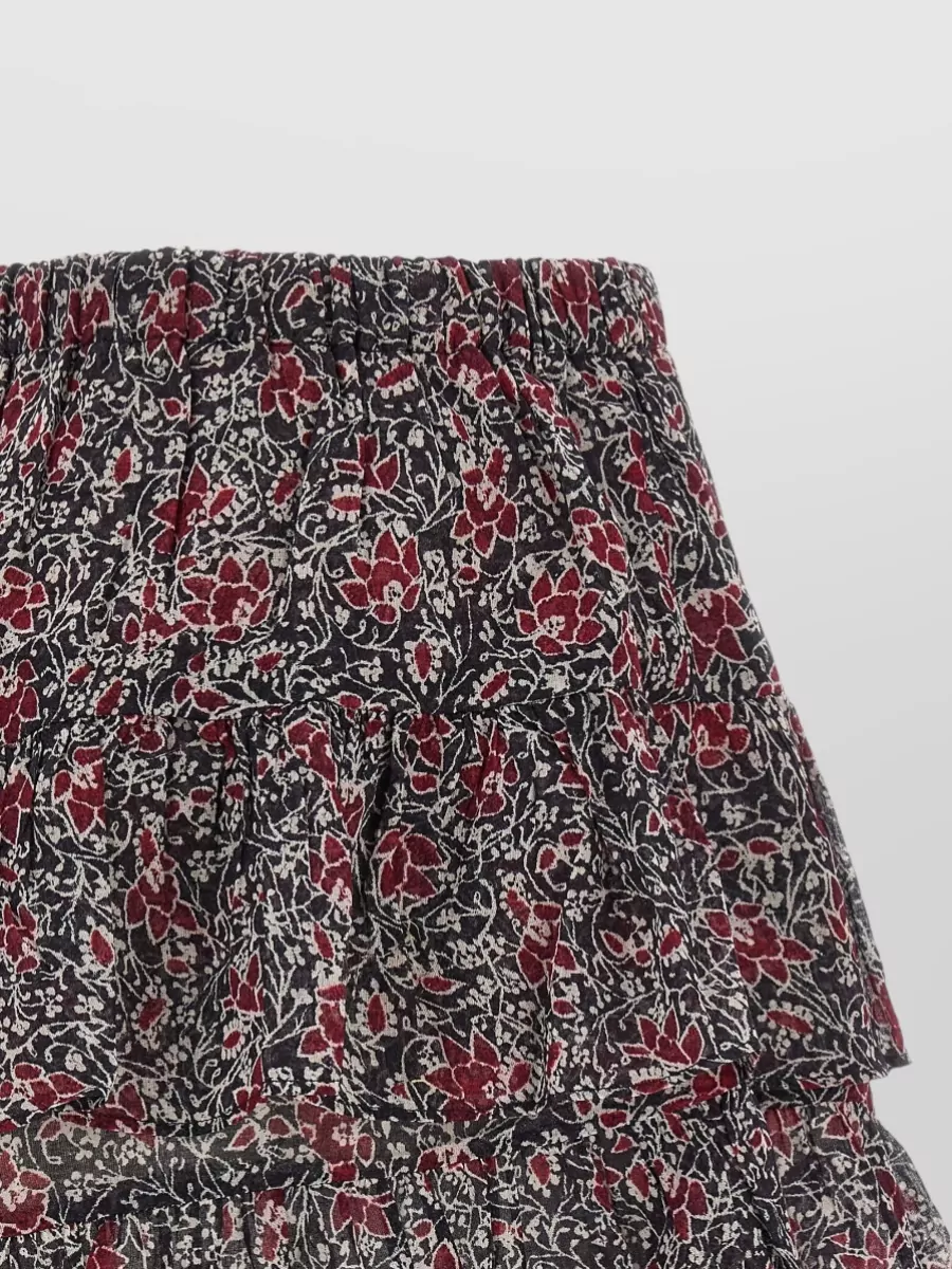 Isabel Marant Etoile Printed Cotton Mid-Rise Ruffled Shorts