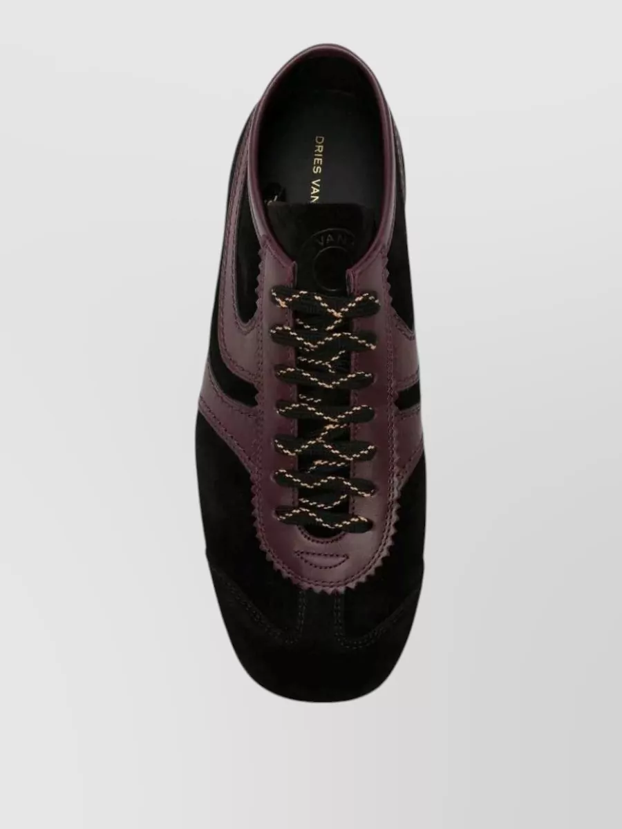 Dries Van Noten Leather Paneled Low-Top Sneakers