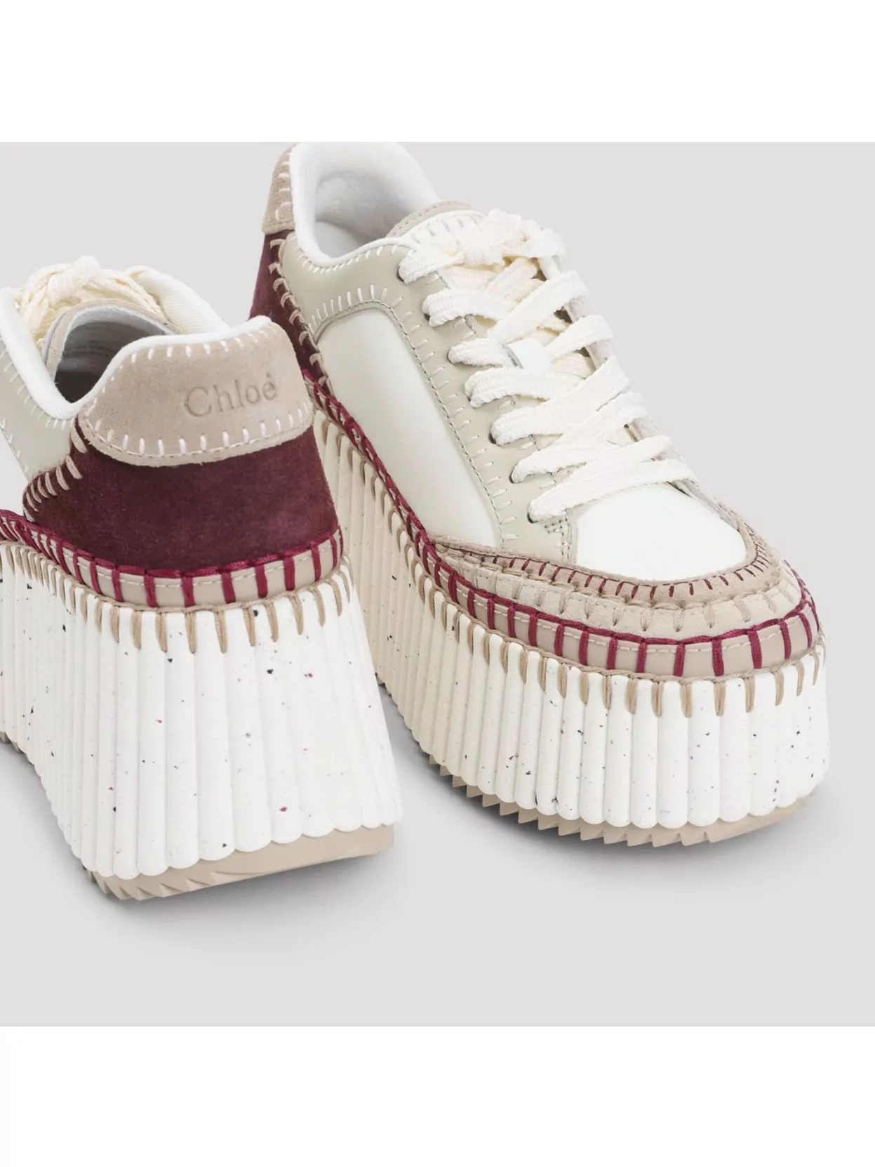 Chloé Nama Platform Sneakers Multicolor Panels In White