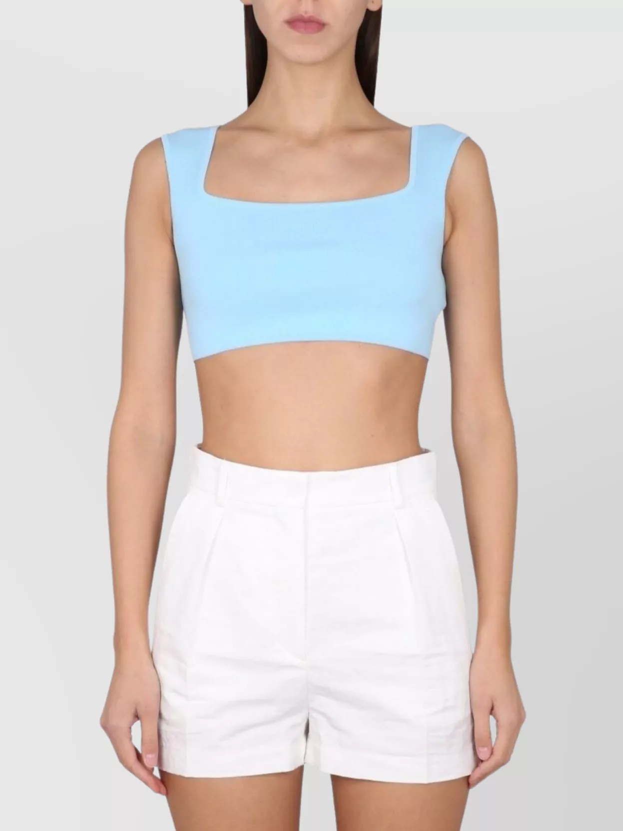 Max Mara cotton cropped square neck tank top