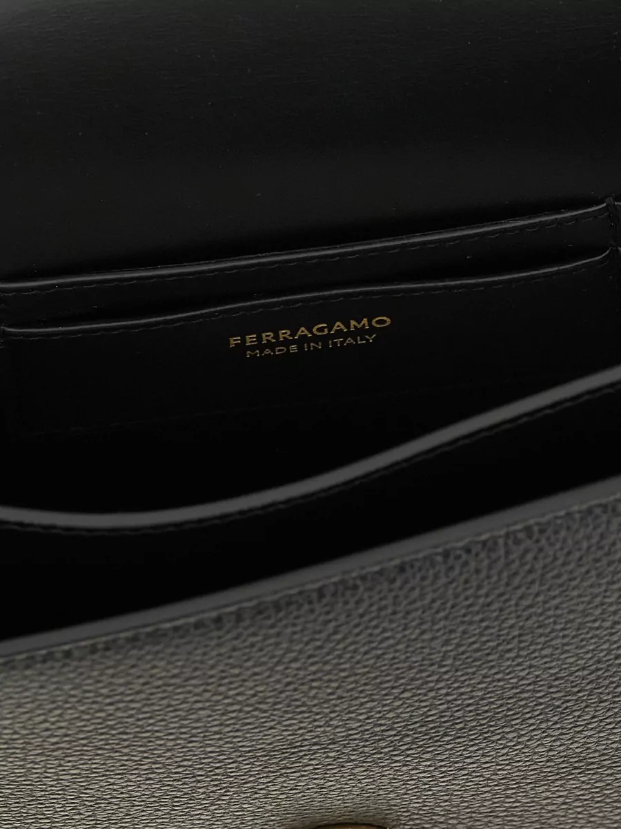 Ferragamo Gancini Calfskin Leather Clutch Bag