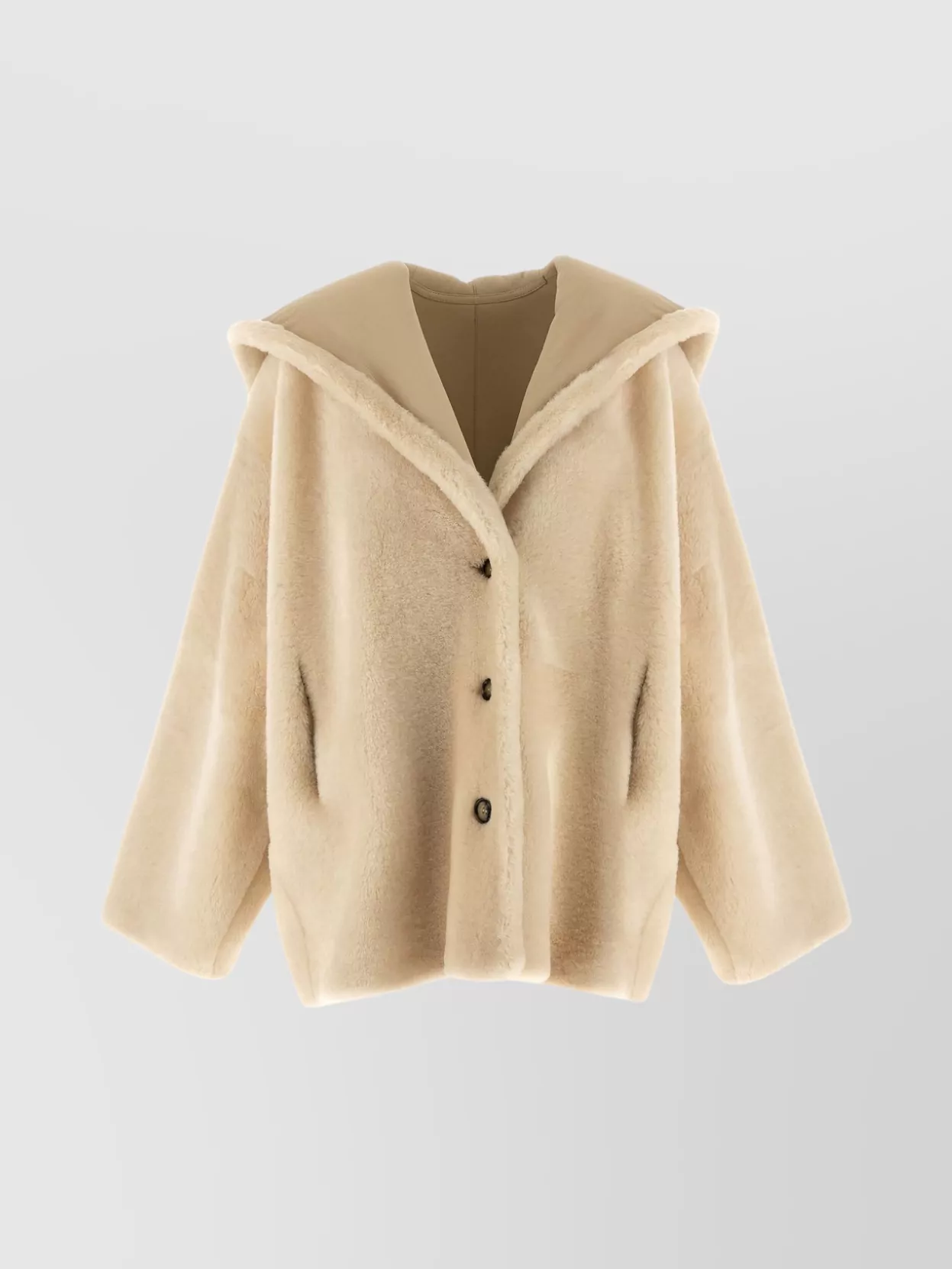 Alberta Ferretti Dual Sided Sheepskin Jacket Hooded Design