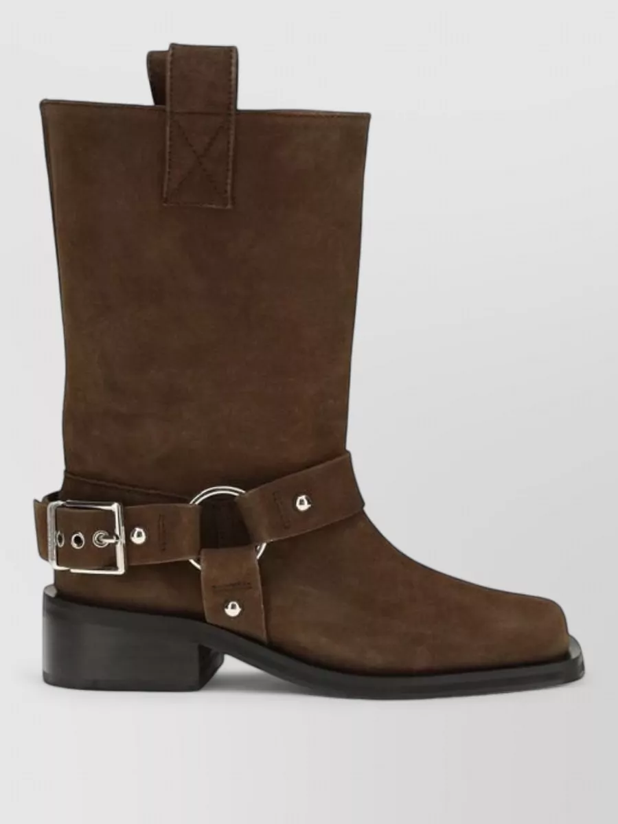 Ganni Leather Lace-Up Boots