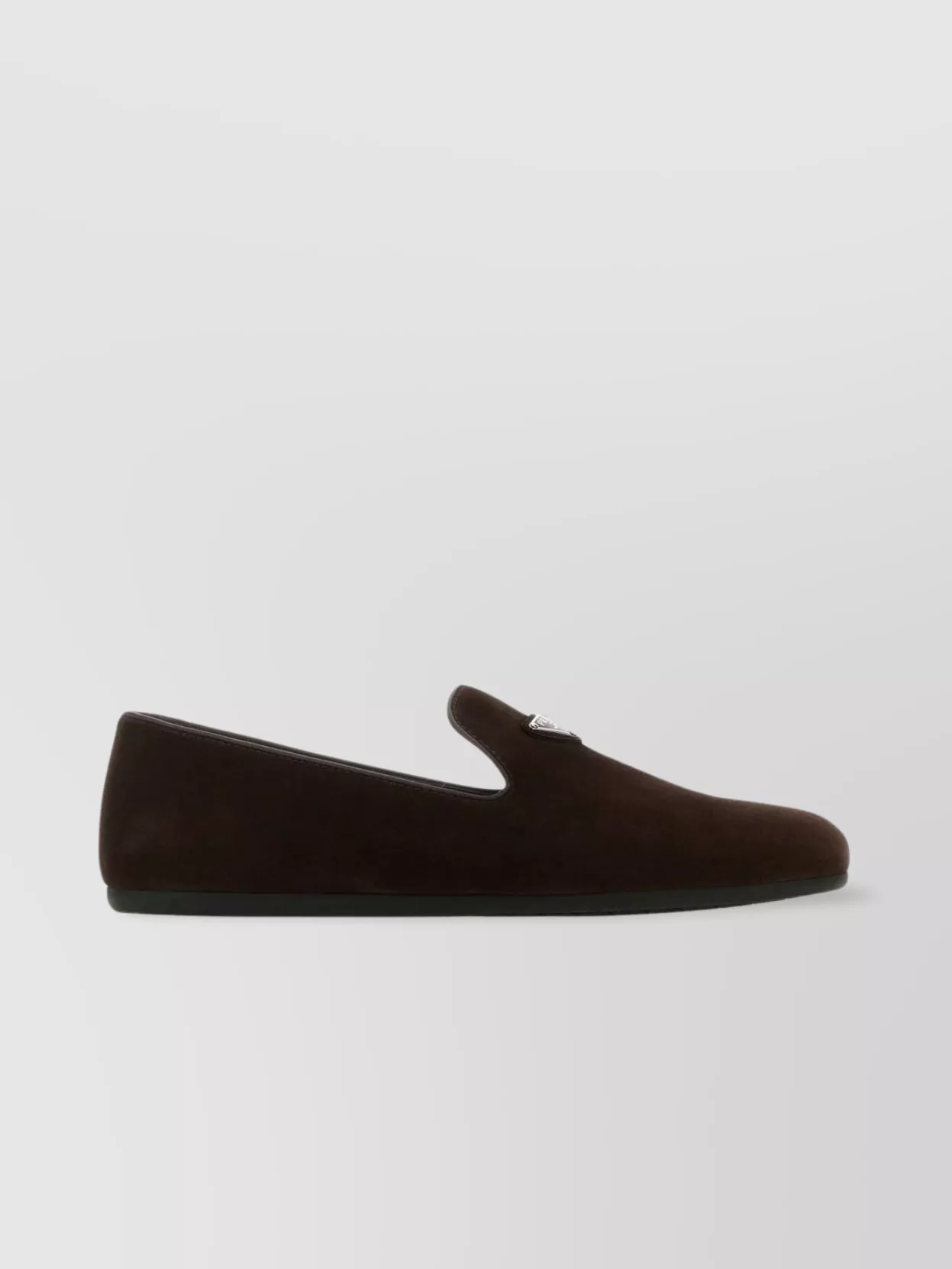 Shop Prada Suede Loafers With Round Toe And Velvet Texture In Brown