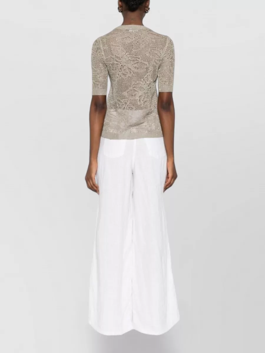 Fabiana Filippi Openwork Short-Sleeve Blouse