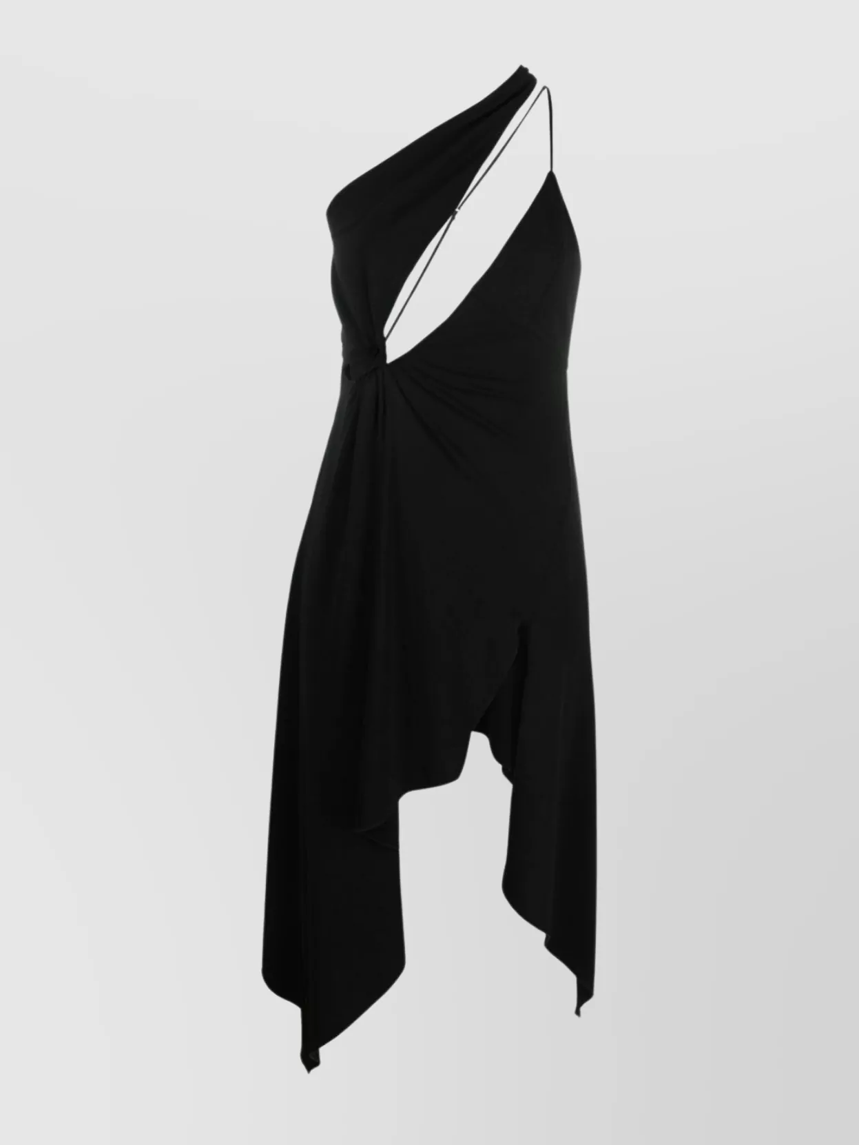 Shop Coperni Asymmetric One-shoulder Dress With Draped Detailing In Black