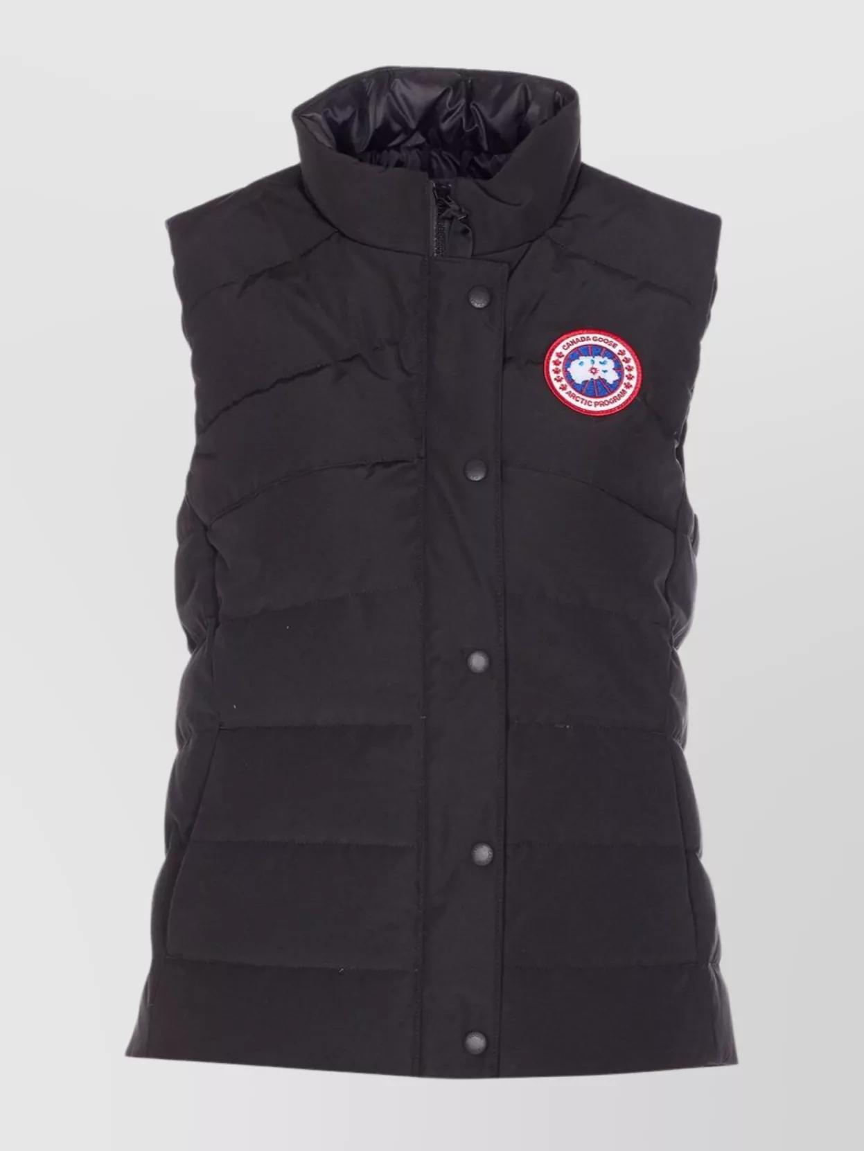 Canada Goose High Neck Sleeveless Padded Vest With Pockets In Black