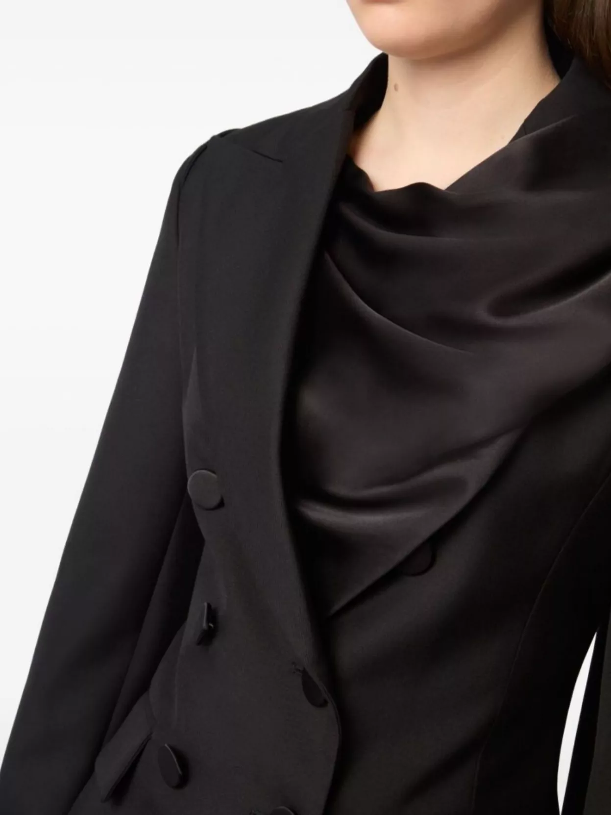 Nina Ricci Draped Blazer With Attached Scarf And Satin Detail