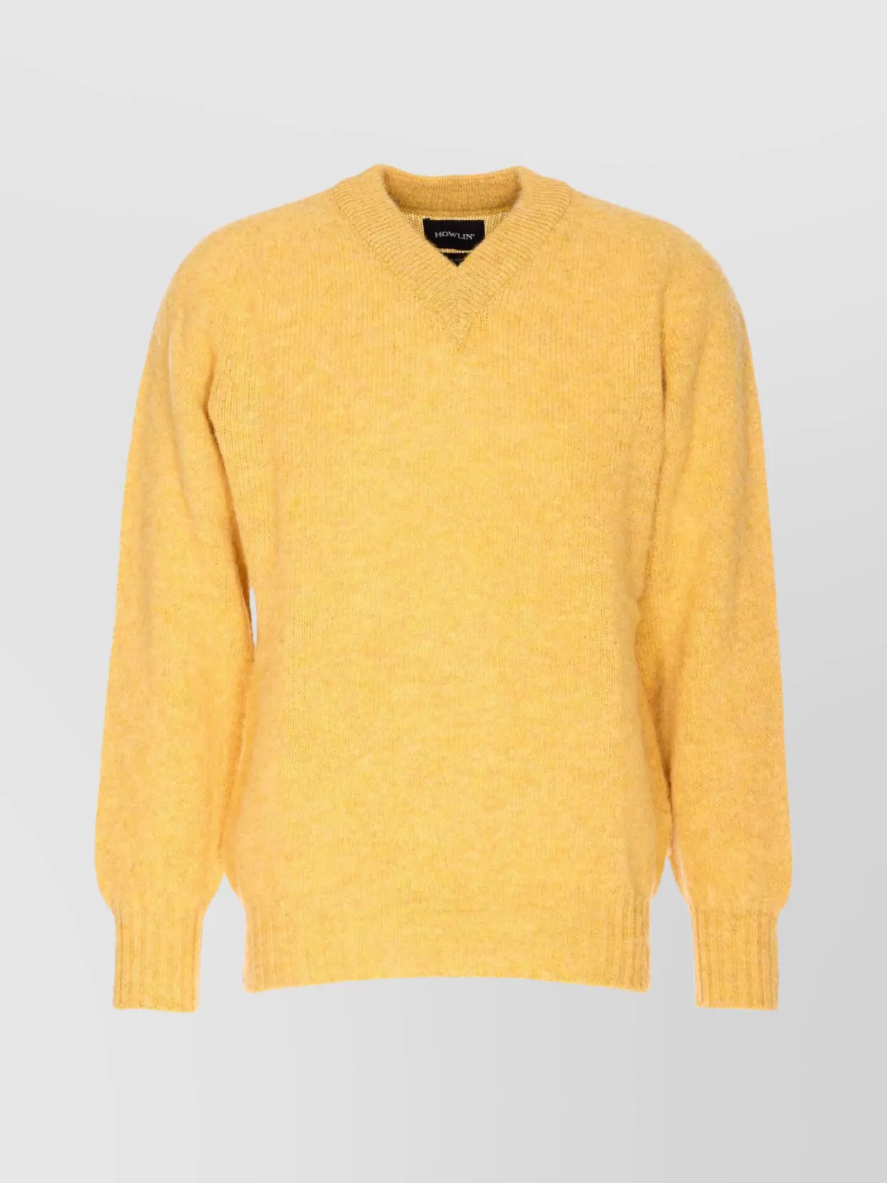 Howlin' Long Sleeve V-neck Sweater With Ribbed Cuffs And Hem In Yellow