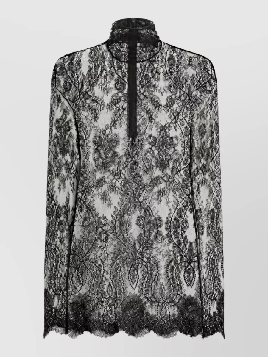 Dolce&Gabbana lace high neck long sleeve nightdress