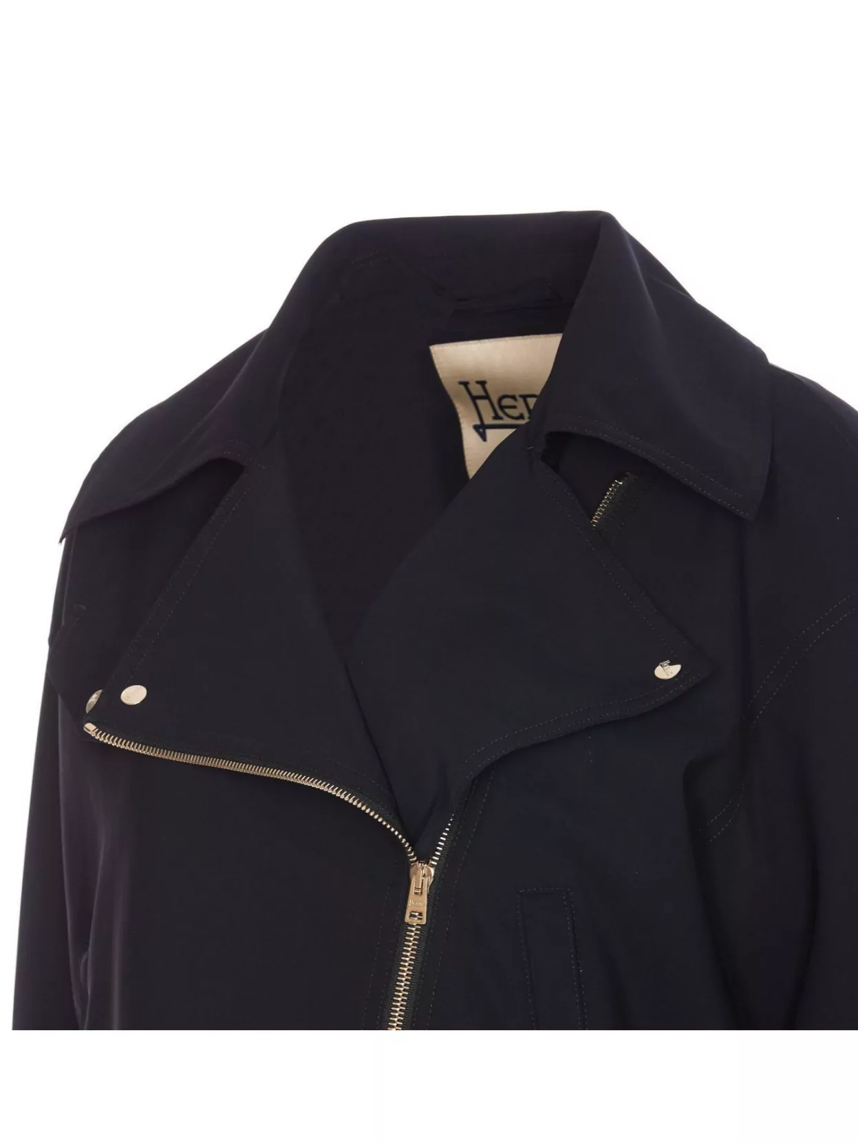Shop Herno Jacket With Notched Lapels And Metal Hardware