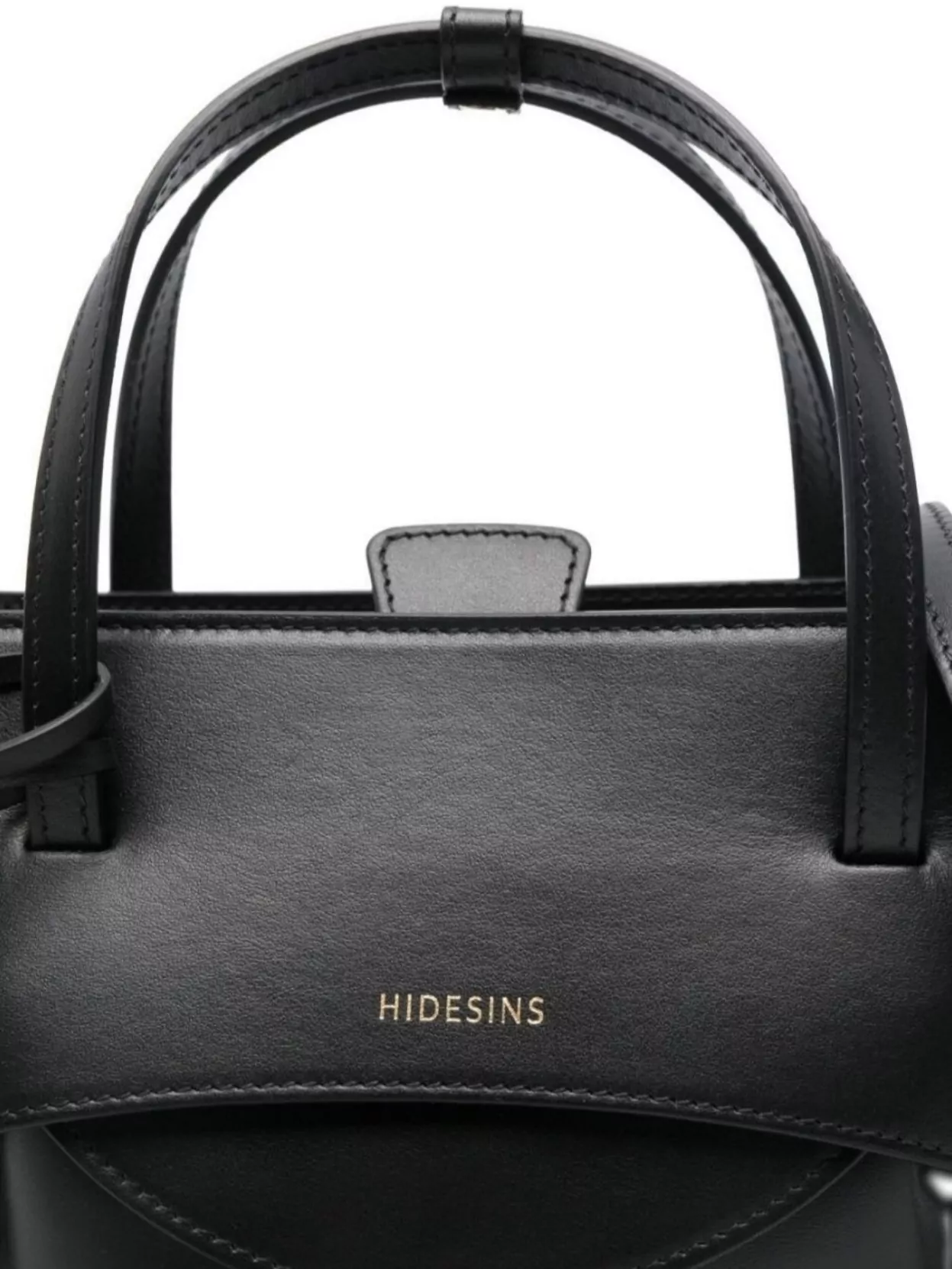 Hidesins Small Leather Tote Bag With Shoulder Strap In Black
