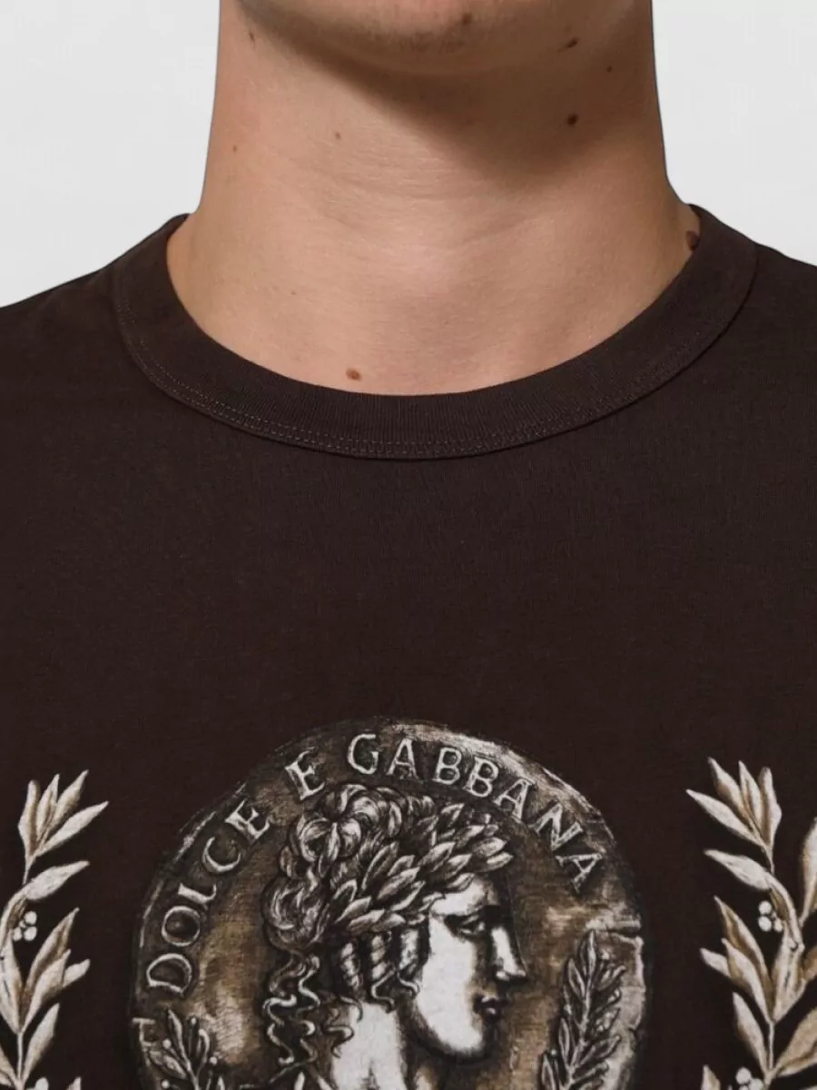 Dolce&Gabbana Cotton Coin Print Crew Neck T-Shirt