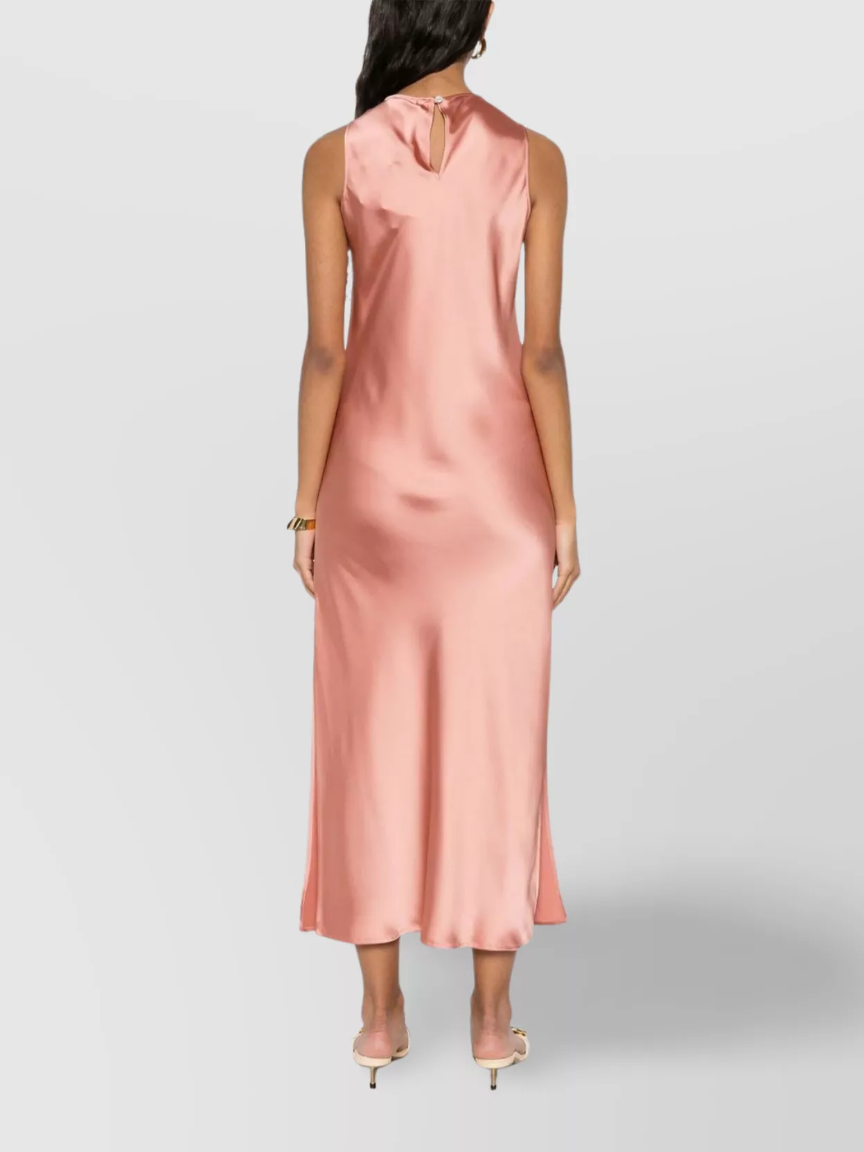 Herno Satin Midi Dress Round Neckline
