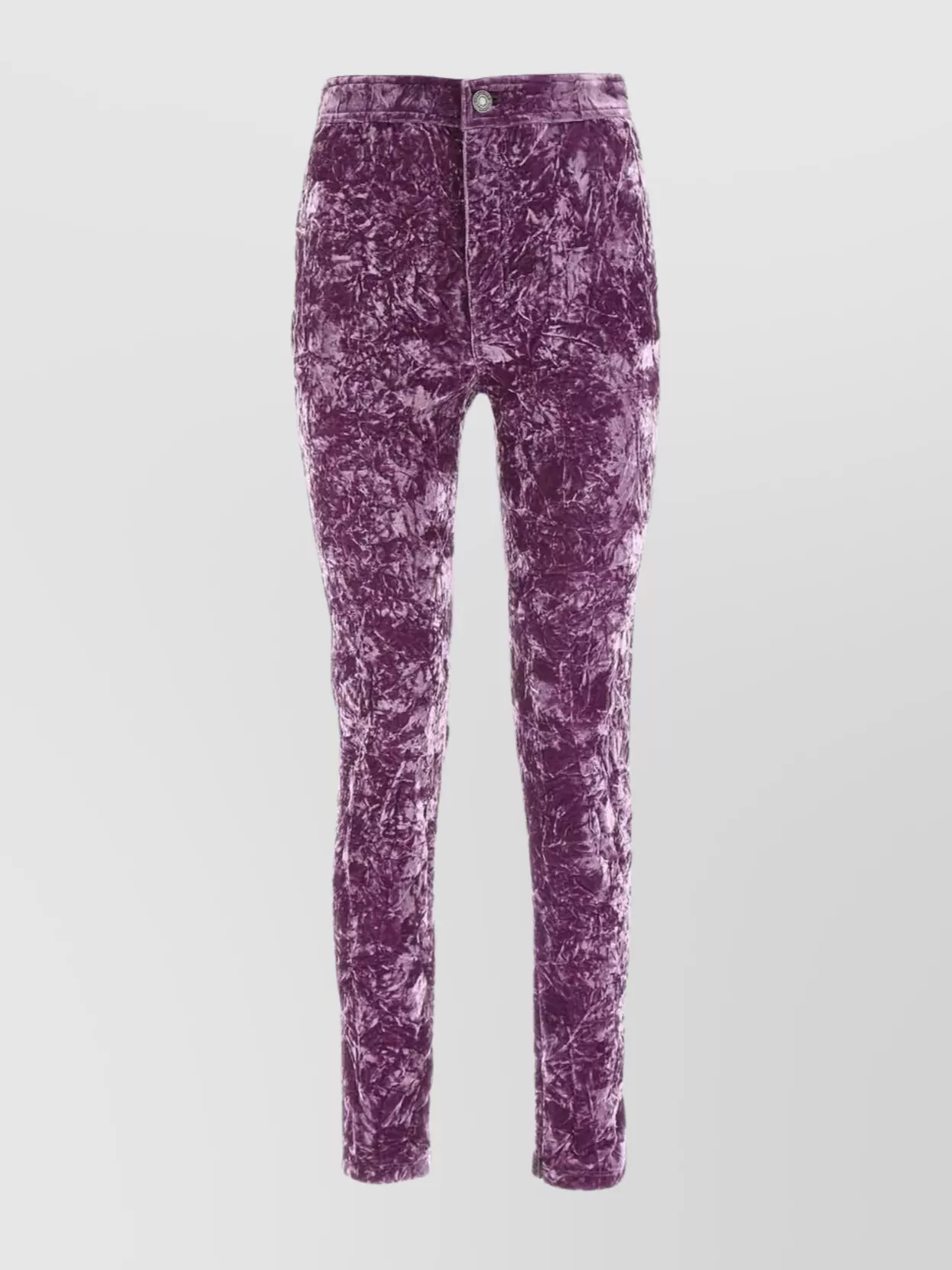 Shop Saint Laurent Velvet Texture Leggings With Belt Loops And Back Pockets In Purple