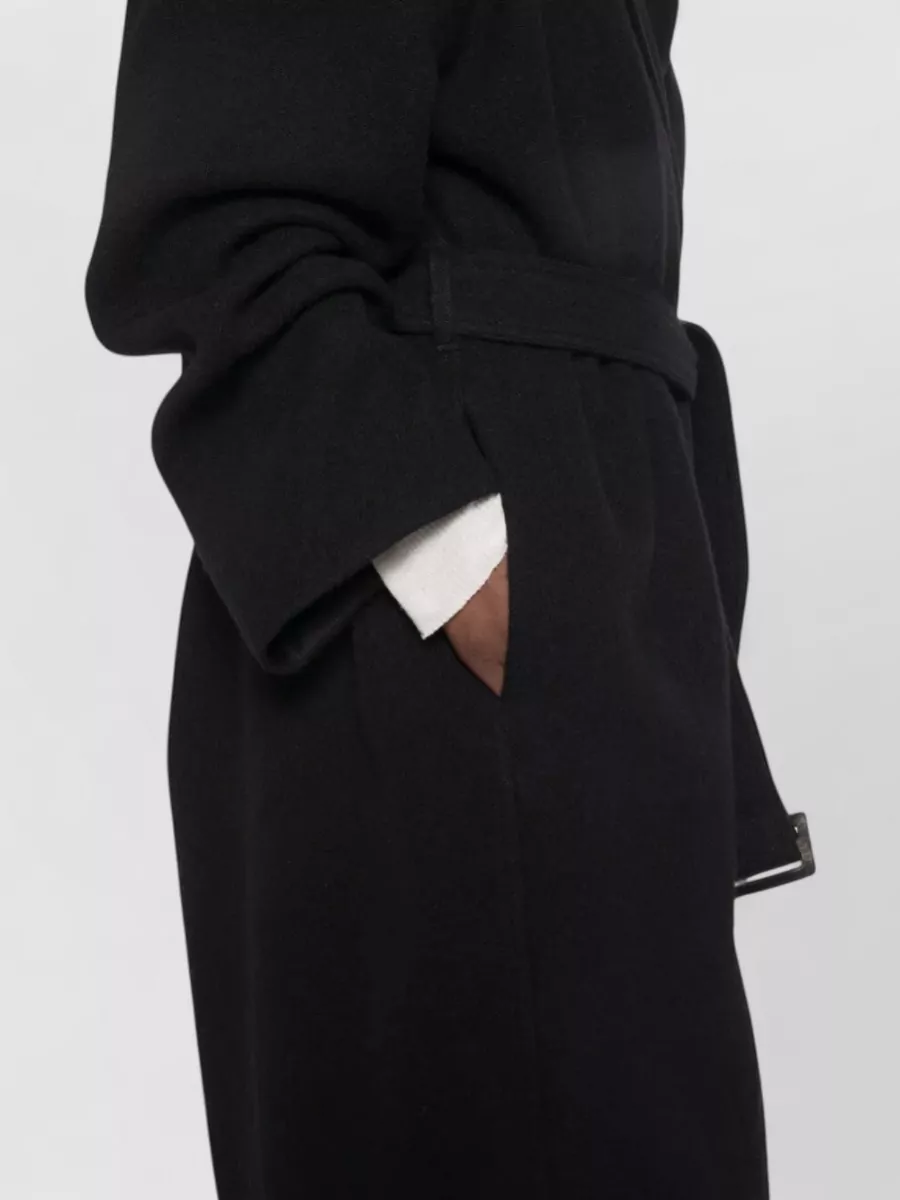 Rick Owens Virgin Wool Hooded Belted Oversized Coat