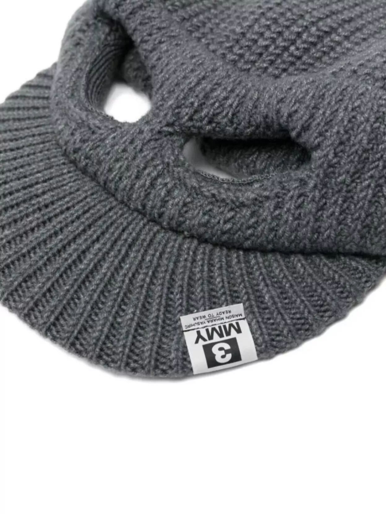 Miharayasuhiro Cat Ears Knit Cap With Folded Brim In Gray