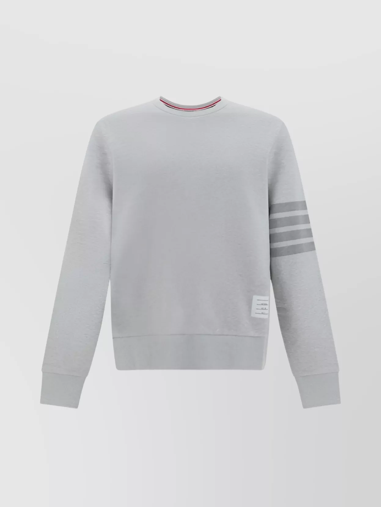 Shop Thom Browne Cotton Crew Neck Sweatshirt With Striped Sleeve Detail
