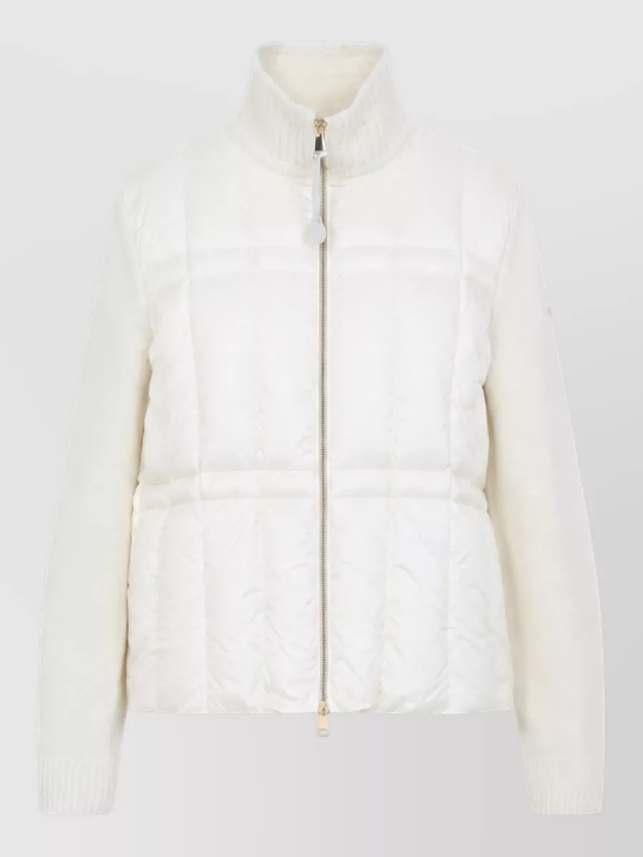 Moncler wool cashmere quilted zip up cardigan jacket